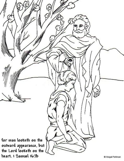 David cuts saul's robe coloring page from king david category. Day 1 Samuel Anoints David coloring page with memory verse ...