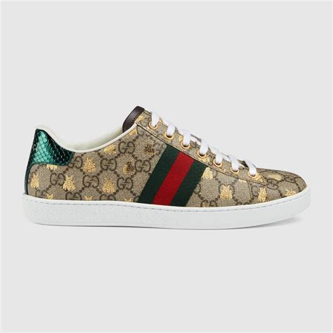 Shop The Womens Ace Gg Supreme Sneaker With Bees In Beige At Guccicom