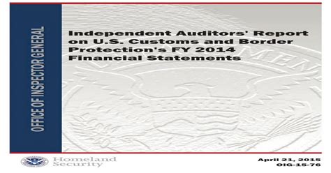 Oig 15 76 Independent Auditors Report On Us Protections Cbp