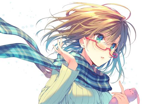Wallpaper Drawing Illustration Anime Girls Short Hair Glasses