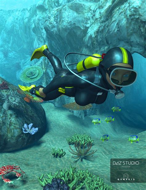 Scuba Diver For Genesis Female S D Models And D Software By Daz D Scuba Diver Girls