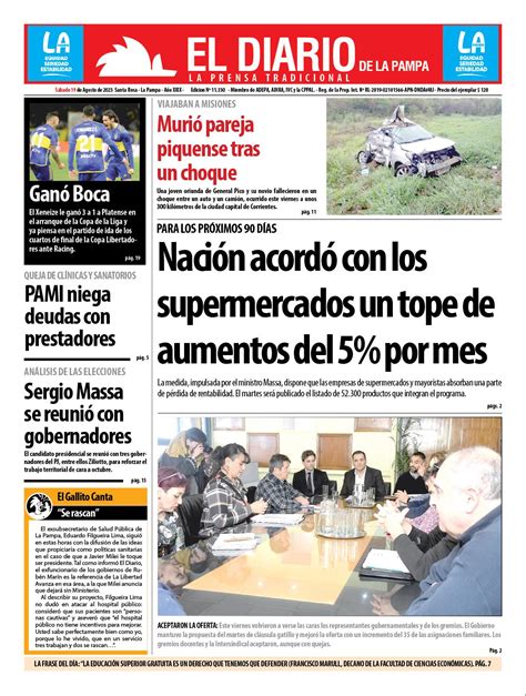 Tapa De El Diario En Papel Domingo 12 De Febrero De 2023 El Diario De La Pampa