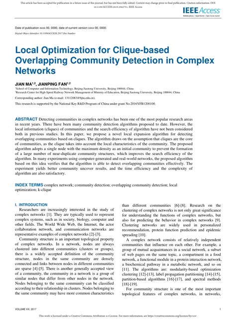 Pdf Local Optimization For Clique Based Overlapping Community
