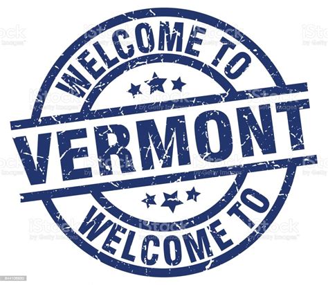 Welcome To Vermont Blue Stamp Stock Illustration Download Image Now