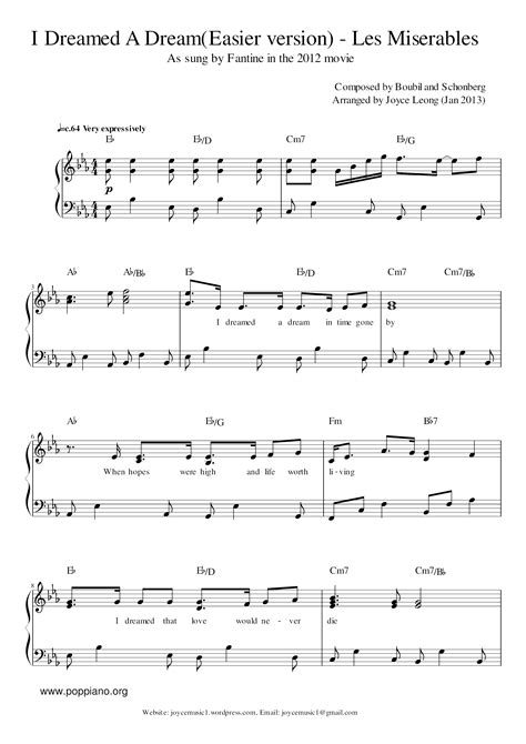 Les Miserables I Dreamed A Dream Sheet Music Pdf Free Score Download
