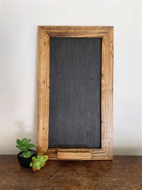 Rustic Reclaimed Wood Chalkboard Framed Slate Chalkboard Hanging Chalkboard Kitchen Message