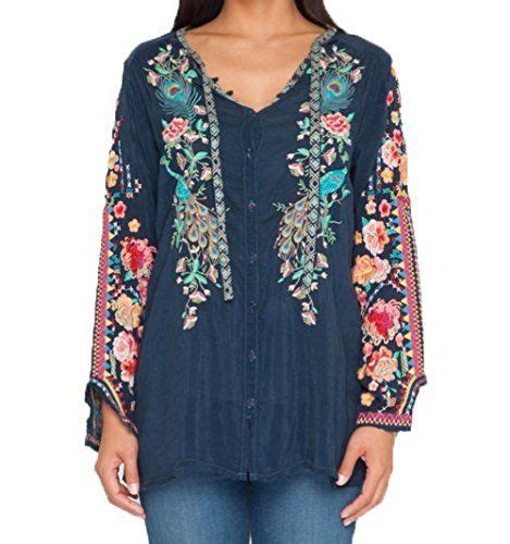 Johnny Was Womens Peacock Sable Blouse Deep Dawn Blouse For More