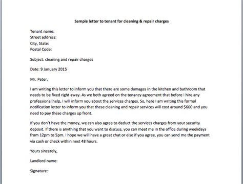 Sample Landlord Letter To Tenant For Repairs