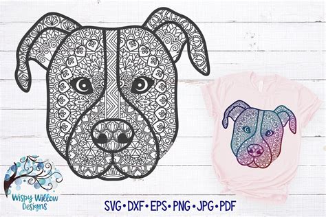 Zentangle Pitbull SVG | Dog Mandala SVG Cut File (678433) | SVGs