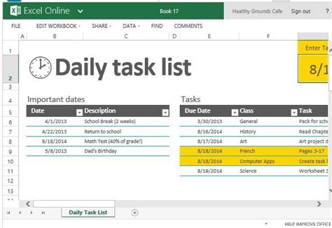 Task List Template Excel Besttemplatess Besttemplatess