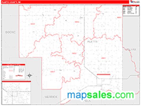 Platte County NE Zip Code Wall Map Red Line Style By MarketMAPS