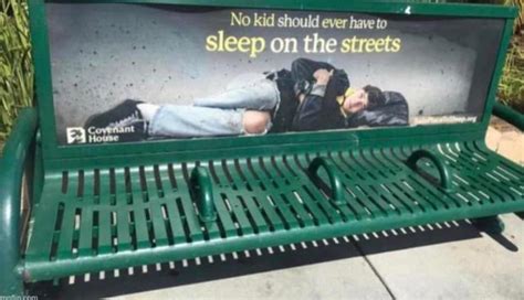 Anti Homeless Bench With An Advert To Help The Homeless R