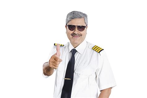 Indian Senior Man Airline Pilot Showing Thumbs Up Good Luck