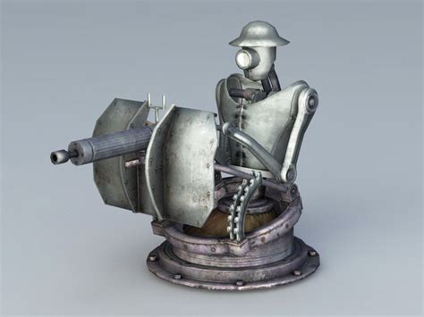 Automatic Turret 3d Model Colladaobject Files Free Download Modeling