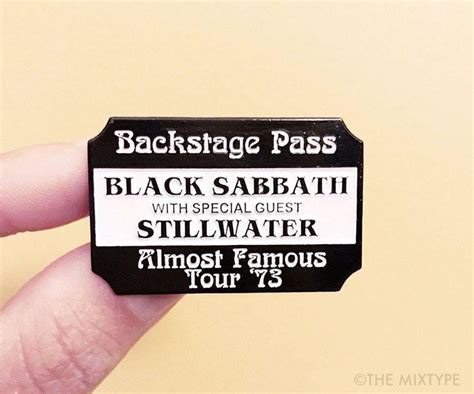 Backstage Pass Black Sabbath And Still Water Almost Famous Tour 93 Pin