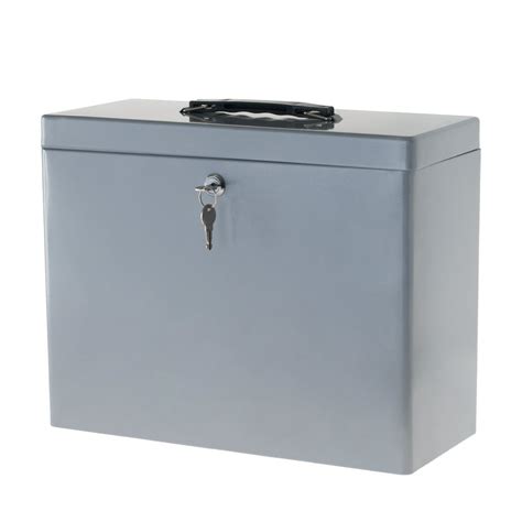Locking File Storage Box With Handle Steel Lockbox For Documents By