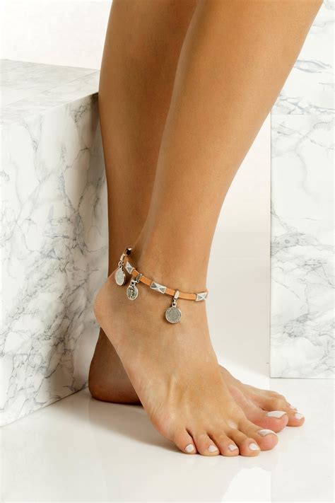 Bohemian Anklets Women Anklets Leather Anklet With Silver Etsy