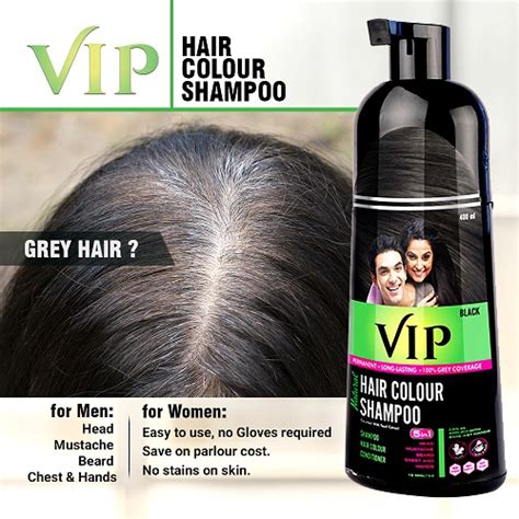 Buy online at best prices www.teletopshop. VIP Hair Color Shampoo for Men and Women (400ml - Black ...