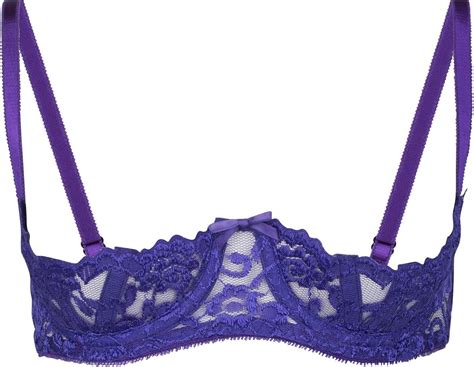 So Sexy Lingerie Tm High Shine Lace Boned And Underwired Shelf Bra 40 A C Purple At Amazon Women
