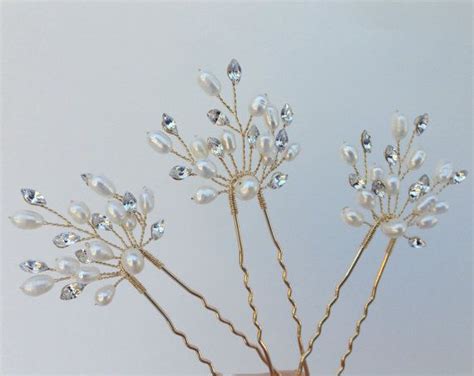 Freshwater Pearl And Swarovski Crystal Bridal Hairpin Set 3 Piece