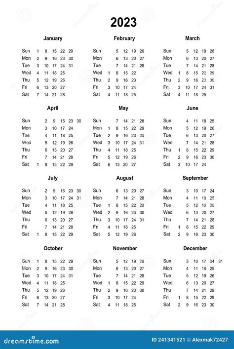 Calendar 2023 Printable Calendar For 2023 Minimalist Style Stock