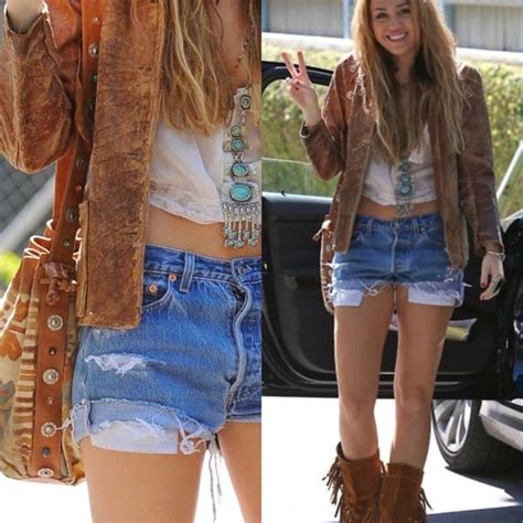 Boho Miley Cyrus Bohemian Shorts Bag Jacket Jewels Wheretoget