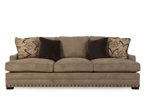 Contemporary Nailhead Accented 94 Sofa In Brown Mathis Brothers