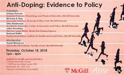 Anti Doping Evidence To Policy Institute For Health And Social Policy Mcgill University