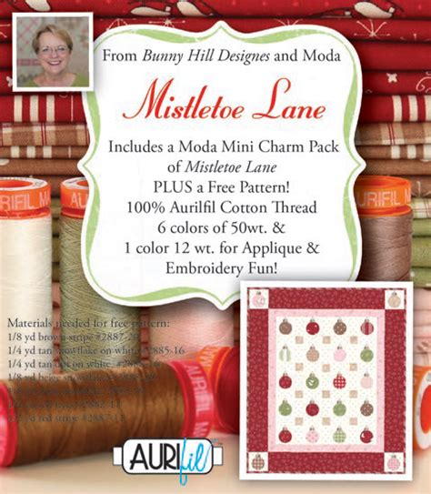 Gold Package Mistletoe Lane Quilt Kit And Aurifil Thread Pack Block