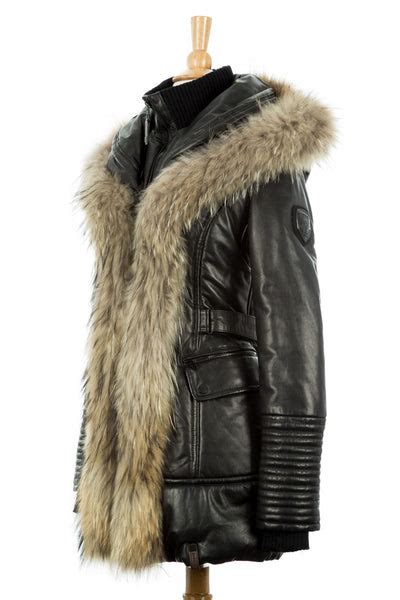 Jenny Leather Parka With Fur Rudsak Coat Jacket Dejavu Nyc