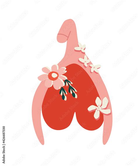 Vector Illustration Of The Clitoris In Pink And Red Color With Flowers Struggle For Womens