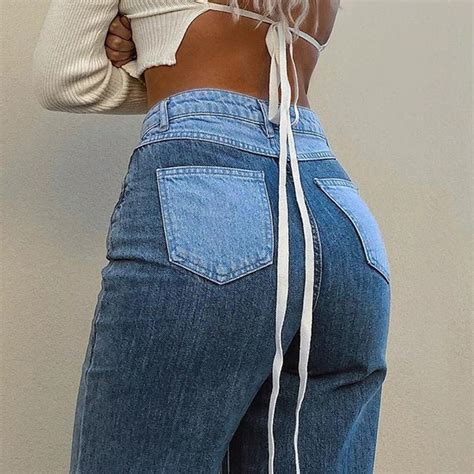 Y2k Patchwork Decorated High Waisted Sexy Denim Pants Etsy