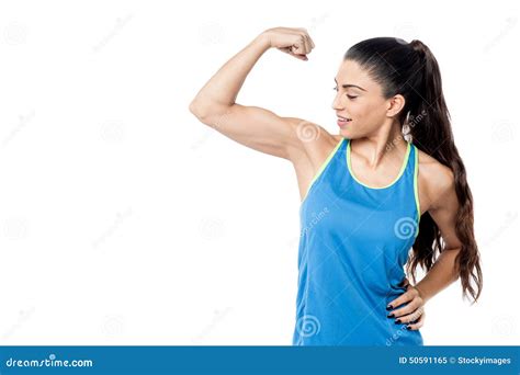Sporty Woman Flexing Her Biceps Stock Photo Image 50591165