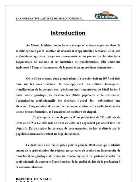 Rapport De Stage D Initiation Colaimo