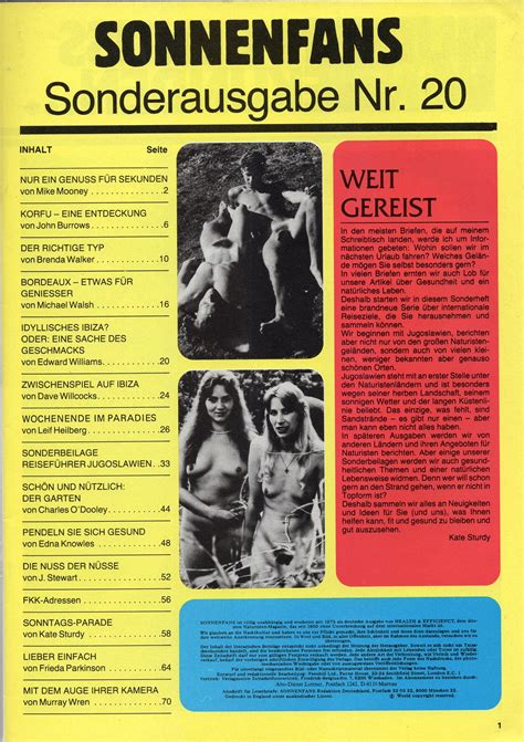 Sonnenfans Special Issue 1984 N20 Naturist Magazine Magazine - Etsy Canada