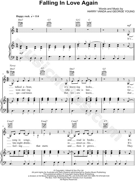 Ted Mulry Falling In Love Again Sheet Music In C Major Transposable