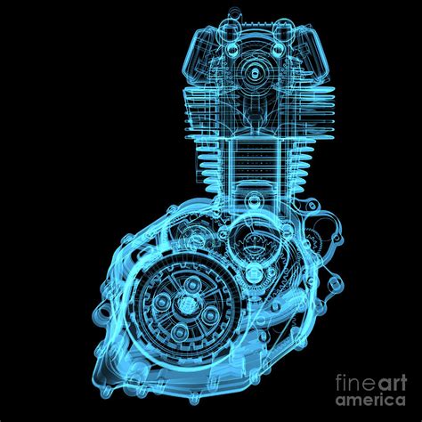 Motocycle Engine 3d X Ray Blue Digital Art By X Ray Pictures Pixels
