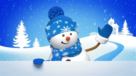 christmas or new year snowman animated greeting card 3d cartoon character stock footage video