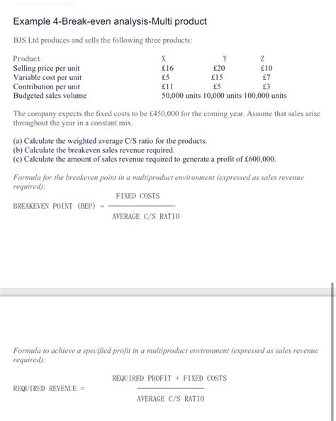 Solved Example 4-Break-even analysis-Multi productBJS Ltd | Chegg.com