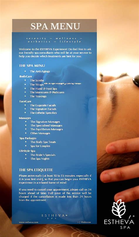 Spa Price List Singapore Spa Menu Spa Massage Spa Prices