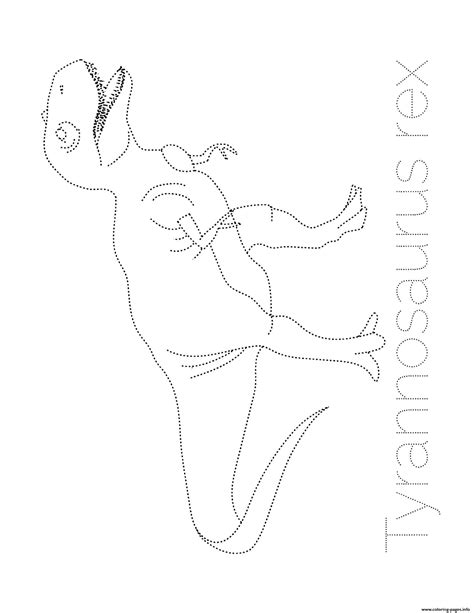 Dinosaur Tyrannosaurus Rex Tracing Picture Coloring page Printable