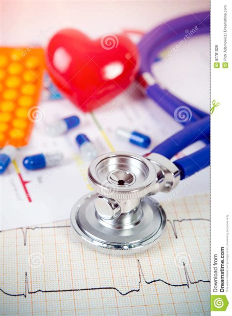 Health Care With Heart And Stethoscope Composition Stock Image Image