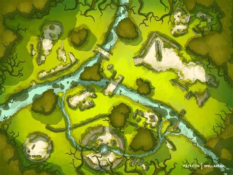 Elven Ruins 40x30 Battlemap Oc Dndmaps In 2021 Elven City