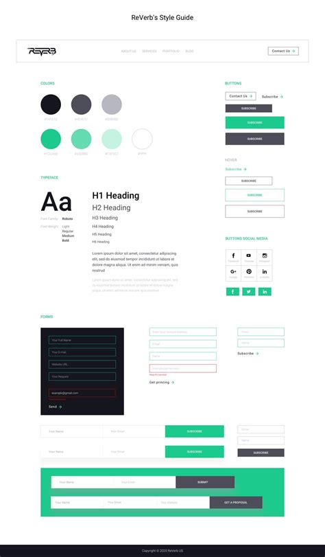 One Page Style Guide Template