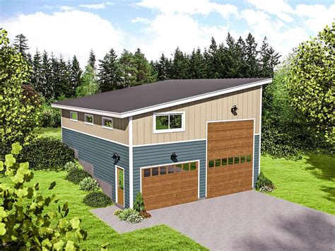 Plan 68491vr Rv Garage For An Up Sloping Lot Garage Plans With Loft