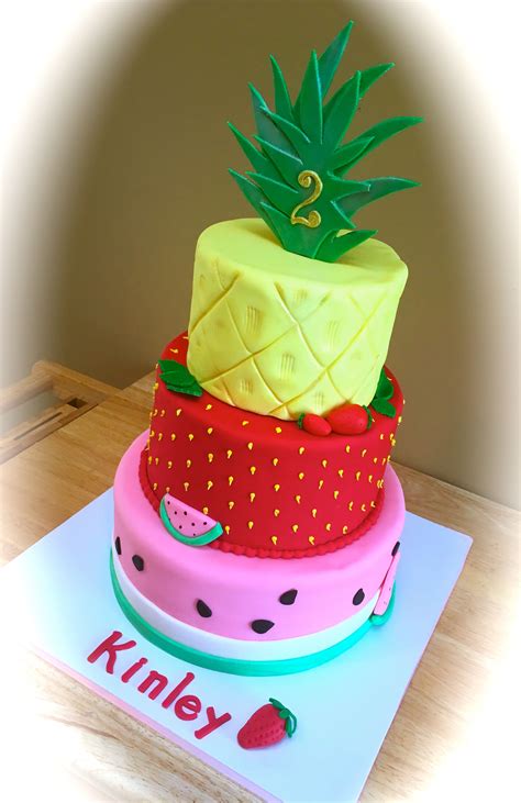 Two Tti Fruity Birthday Cake I Made Fruit Birthday Party Fruit