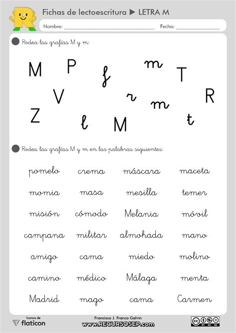 2 Fichas Lectoescritura Montessori Recursosep Letra M Page 0001