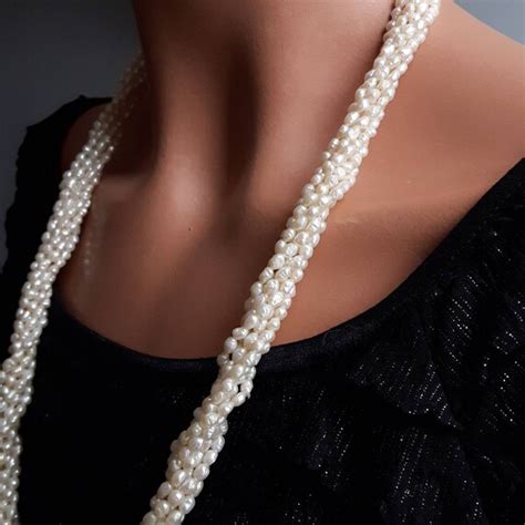 Multi Strand Pearl Necklace Twisted Rice Pearl Neckl Gem