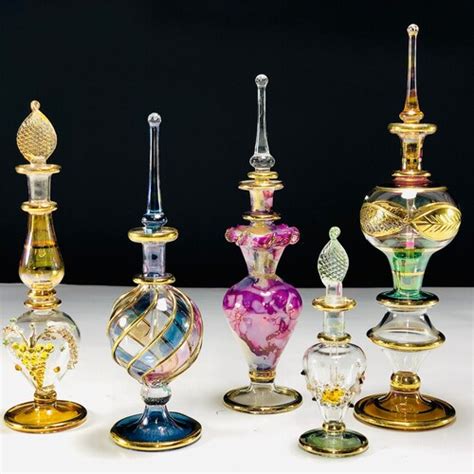 Egyptian Hand Blown Glass Perfume Bottles Decorative By 14k Etsy