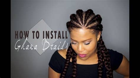 Protect your natural hair with a covered rope effect. How to install Ghana Cornrows / Invisible Cornrows on ...